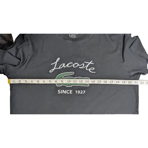 Lacoste Mens Size Small T-Shirt Black Large Croc & Logo - Picture 7 of 8